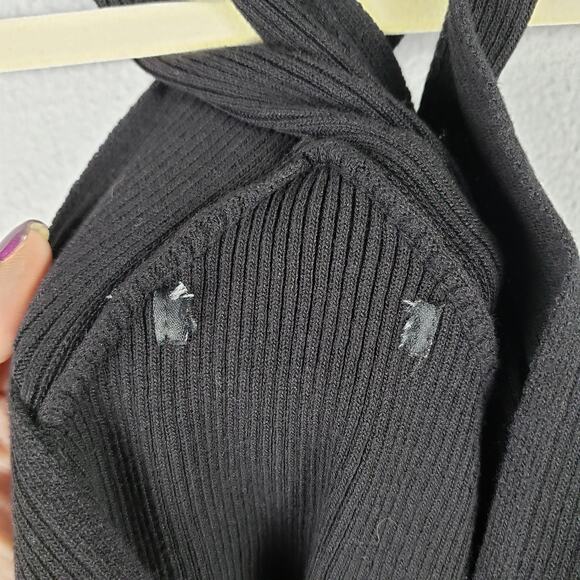 Forever 21 Size S Halter Wrap Neck Crop Top‎ Black Ribbed Going Out Festival - Picture 8 of 9